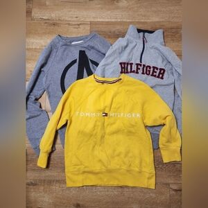 Lot Of 3 Crewneck Sweatshirt UNISEX Boys Girls 12-14 yo Tommy Hilfiger USA Flag